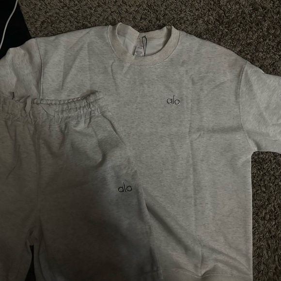 Light Gray Crewneck Sweatshirt with Small Embroidered Logo